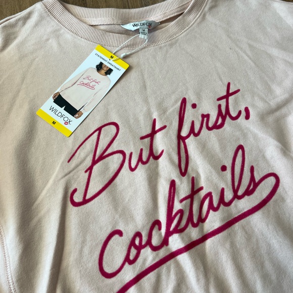 Wildfox M Women’s Sweater But First Cocktails NWT Peach Whip - Picture 4 of 5